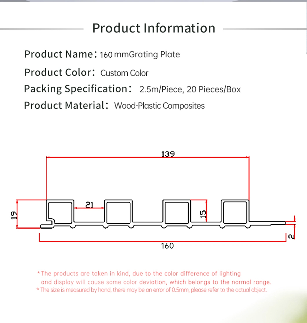 Indoor Decoration Wood-Plastic Composite Skirting WPC 160 Grating Plate