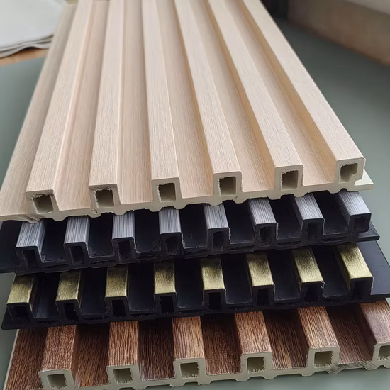 Пластиковая деревянная композитная внутренняя облицовка Виниловая облицовка стен Деревянная декоративная облицовка с 3D пазами Стеновая панель из ПВХ и ДПК